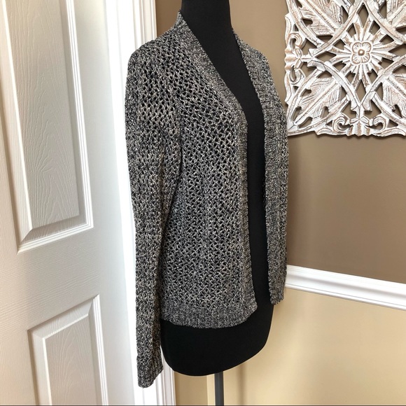 ⭐️ WORTH Open Weave Knit Open front Cardigan Black & White Size: EXTRA LARGE - Picture 5 of 13